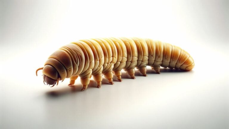 A mealworm on a white background