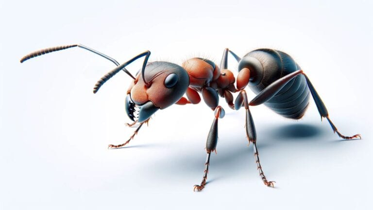 Carpenter ant on a white background