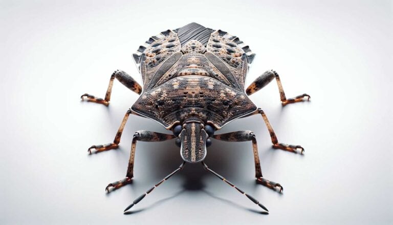 A stink bug on a white background