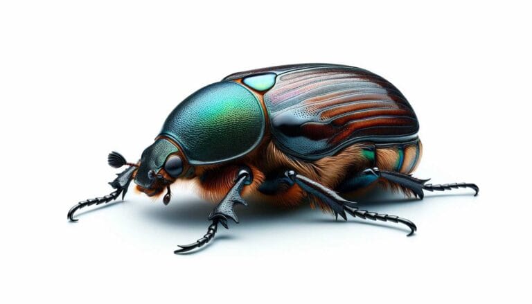 Japanese beetle on a white background