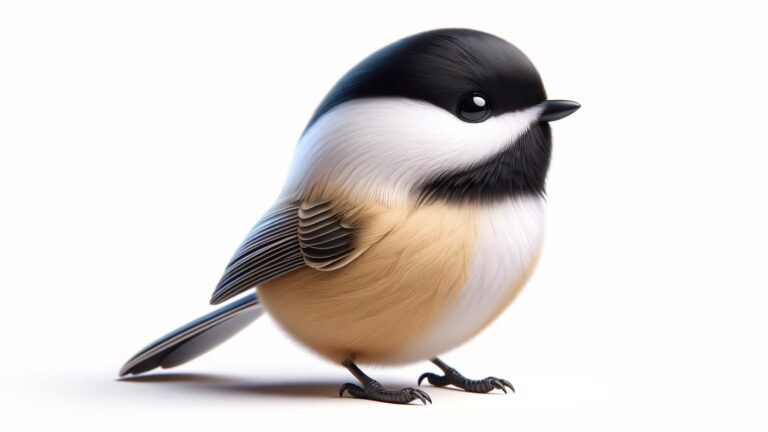 A chickadee on white background