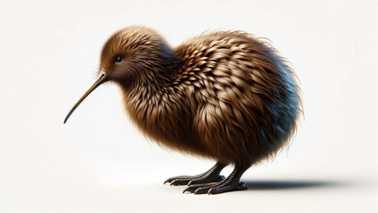 A kiwi bird in a white background