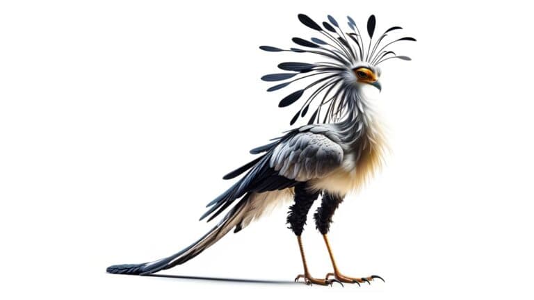 A secretary bird on white background