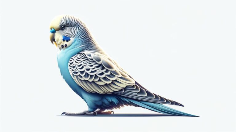 A parakeet on a white background