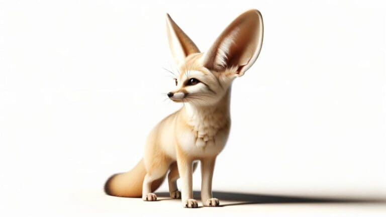 A fennec fox on a white background