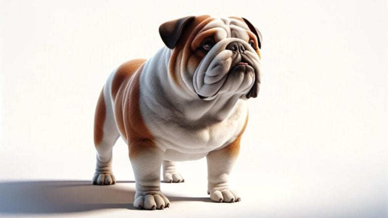 An English bulldog on a white background