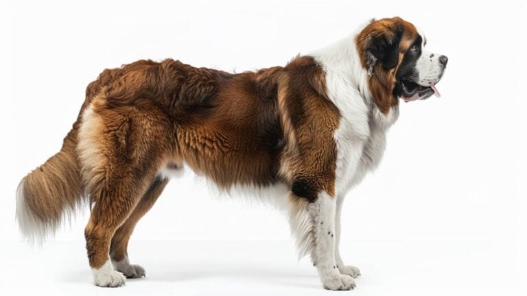 A Saint Bernard on a white background