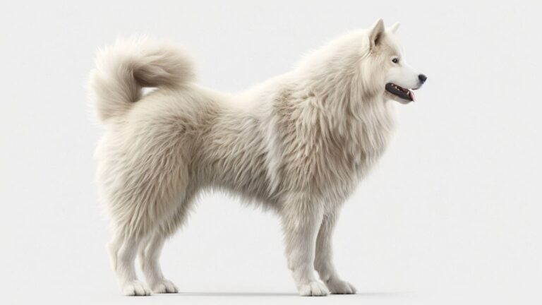 A Samoyed on a white background