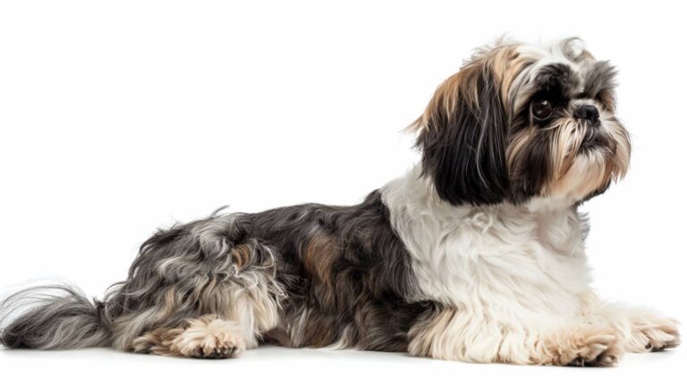 A Shih Tzu on a white background