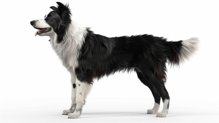 A border collie on a white background