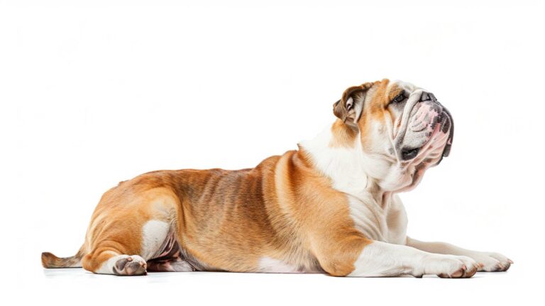 A bulldog on a white background