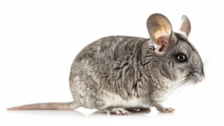 A chinchilla on a white background