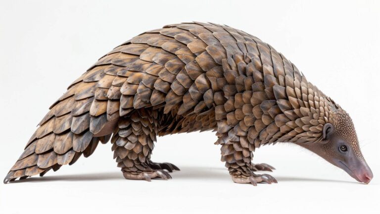 A pangolin on a white background