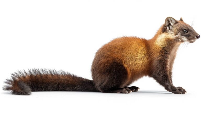 A pine marten on a white background