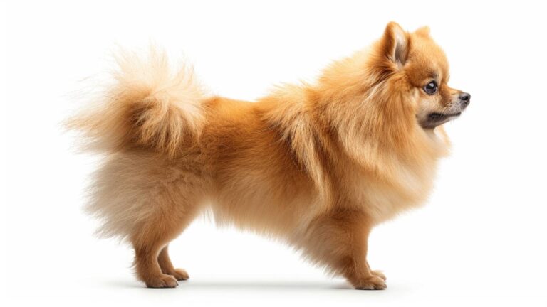 A pomeranian on a white background