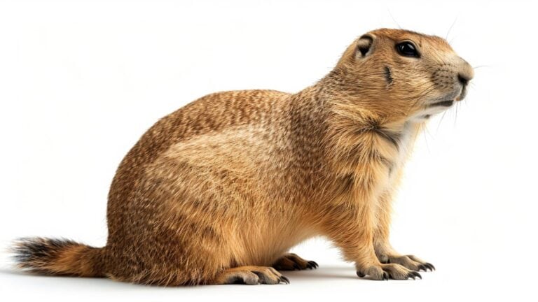 A prairie dog on a white background