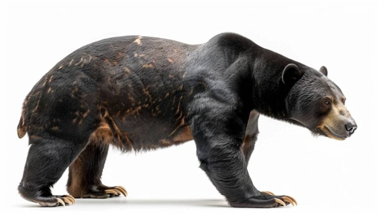 A sun bear on a white background