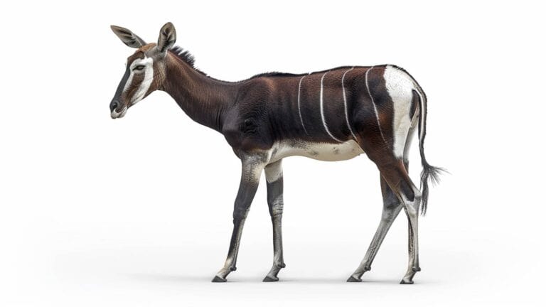 An okapi on a white background