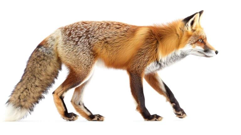 A red fox on a white background