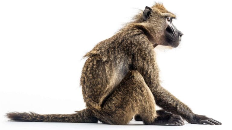 Baboon on white background