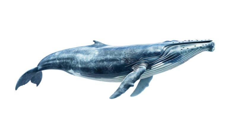 Blue whale on white background