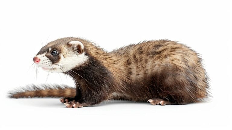 Ferret on white background