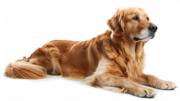 Golden retriever on white background