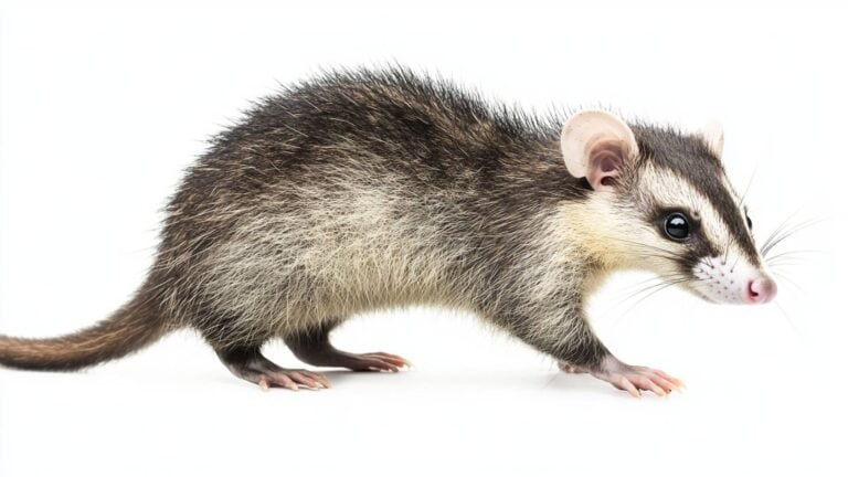 Opossum on white background