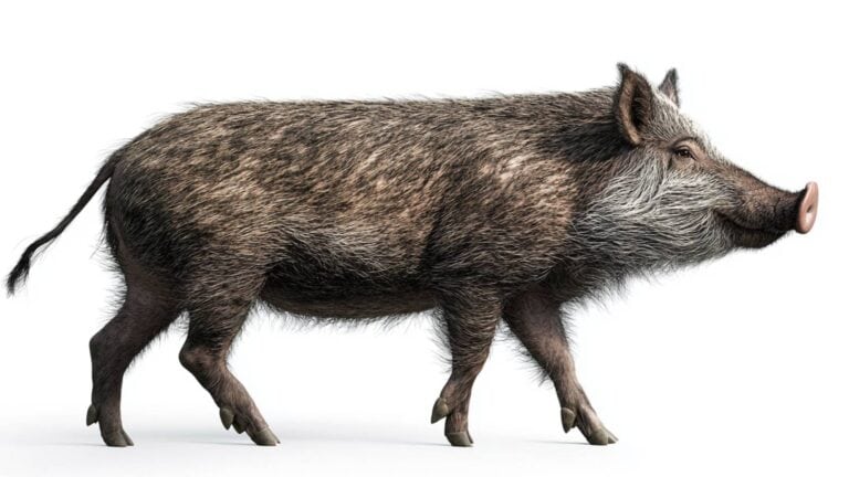 Wild boar on white background